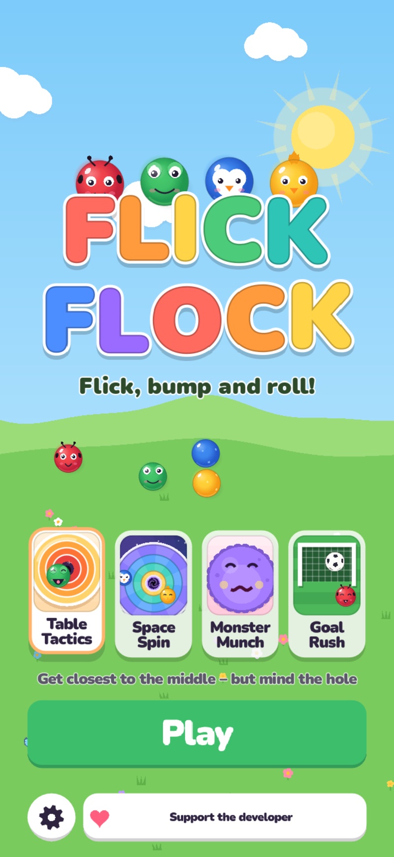 Flick Flock: menuen